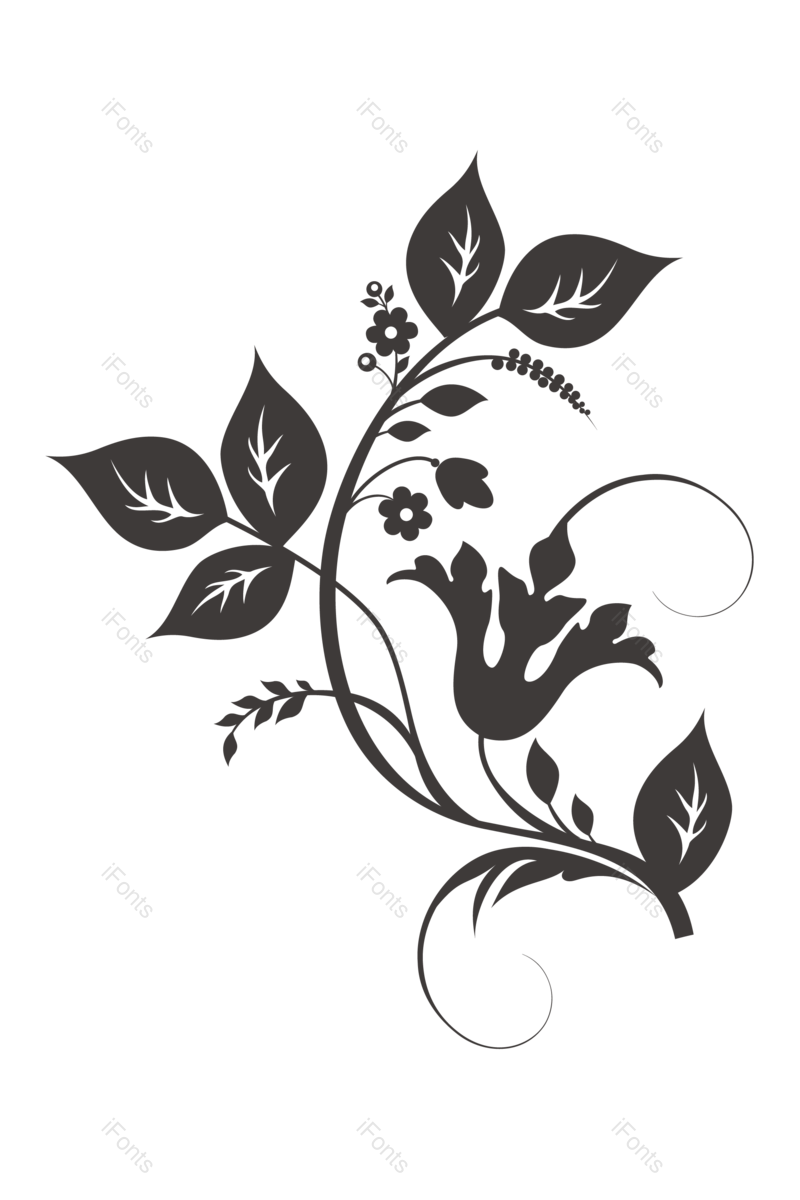 花纹图片,黑白元素,复古花纹PNG,花草免抠素材